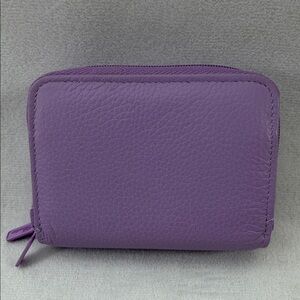 Buxton Accordion Leather Purple Women's Wallet Two Zipper